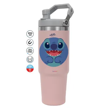 Lilo & Stitch blue, ΡΟΖ χρώματος Θερμός Ανοξείδωτο 890ml (30oz) με χερούλι