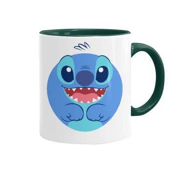Lilo & Stitch blue, Κούπα χρωματιστή πράσινη, κεραμική, 330ml