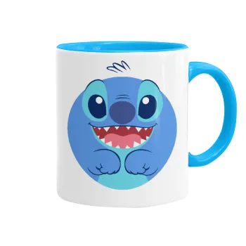 Lilo & Stitch blue, Κούπα χρωματιστή γαλάζια, κεραμική, 330ml