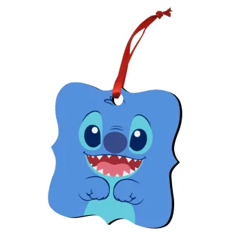 Lilo & Stitch blue, Στολίδι Χριστουγεννιάτικο στολίδι polygon ξύλινο 7.5cm