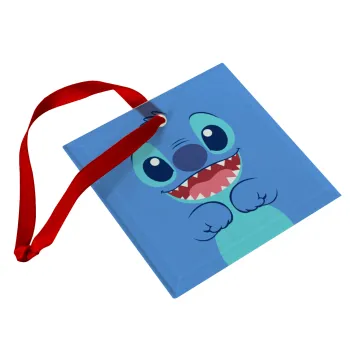 Lilo & Stitch blue, Christmas ornament, glass square ornament 9x9cm