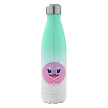 Lilo & Stitch Angel pink, Metal mug thermos Green/White (Stainless steel), double wall, 500ml