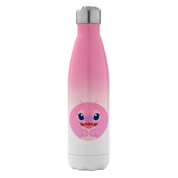 Lilo & Stitch Angel pink, Metal mug thermos Pink/White (Stainless steel), double wall, 500ml
