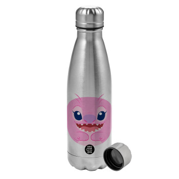 Lilo & Stitch Angel pink, Metallic water bottle, stainless steel, 750ml