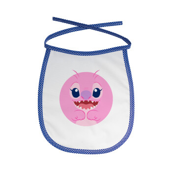 Lilo & Stitch Angel pink, Σαλιάρα μωρού αλέκιαστη με κορδόνι Μπλε