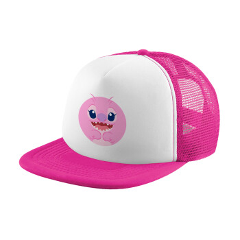 Lilo & Stitch Angel pink, Καπέλο Soft Trucker με Δίχτυ Pink/White 
