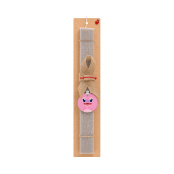 Lilo & Stitch Angel pink, Πασχαλινό Σετ, ξύλινο μπρελόκ & πασχαλινή λαμπάδα αρωματική πλακέ (30cm) (ΓΚΡΙ)