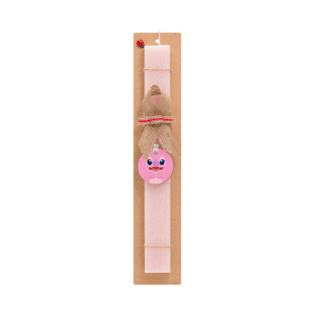 Lilo & Stitch Angel pink, Πασχαλινό Σετ, ξύλινο μπρελόκ & πασχαλινή λαμπάδα αρωματική πλακέ (30cm) (ΡΟΖ)