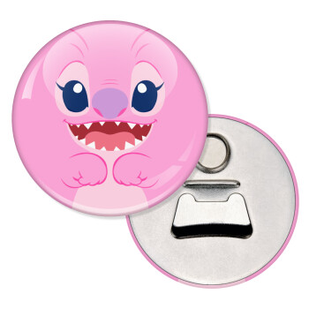 Lilo & Stitch Angel pink, Μαγνητάκι και ανοιχτήρι μπύρας στρογγυλό διάστασης 5,9cm