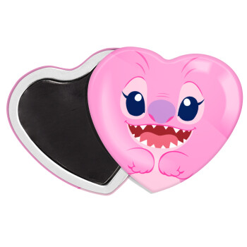 Lilo & Stitch Angel pink, Μαγνητάκι καρδιά (57x52mm)
