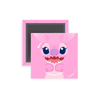 Lilo & Stitch Angel pink, Μαγνητάκι ψυγείου τετράγωνο διάστασης 5x5cm