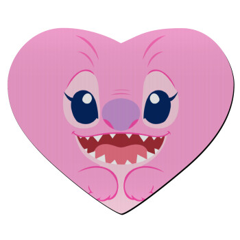 Lilo & Stitch Angel pink, Mousepad heart 23x20cm