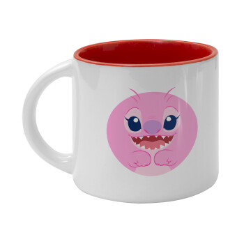 Lilo & Stitch Angel pink, Κούπα κεραμική 400ml Λευκή/Κόκκινη