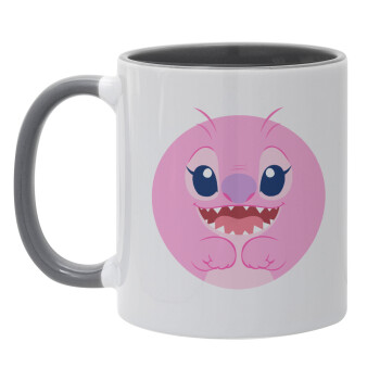 Lilo & Stitch Angel pink, Mug colored grey, ceramic, 330ml