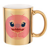 Lilo & Stitch Angel pink, Κούπα κεραμική, χρυσή καθρέπτης, 330ml