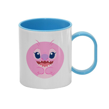 Lilo & Stitch Angel pink, Κούπα (πλαστική) (BPA-FREE) Polymer Μπλε για παιδιά, 330ml
