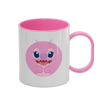 Lilo & Stitch Angel pink, Κούπα (πλαστική) (BPA-FREE) Polymer Ροζ για παιδιά, 330ml