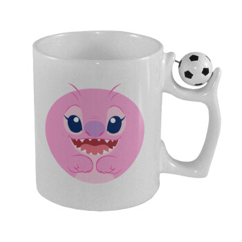 Lilo & Stitch Angel pink, Κούπα με μπάλα ποδασφαίρου , 330ml