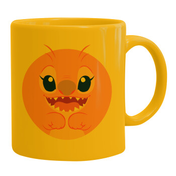 Lilo & Stitch Angel pink, Ceramic coffee mug yellow, 330ml (1pcs)