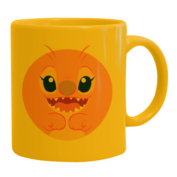 Lilo & Stitch Angel pink, Ceramic coffee mug yellow, 330ml