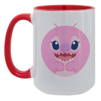 Lilo & Stitch Angel pink, Κούπα Mega 15oz, κεραμική Κόκκινη, 450ml