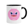 Lilo & Stitch Angel pink, Κούπα χρωματιστή μαύρη, κεραμική, 330ml