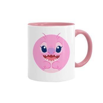 Lilo & Stitch Angel pink, Κούπα χρωματιστή ροζ, κεραμική, 330ml
