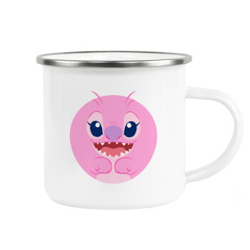 Lilo & Stitch Angel pink, Κούπα Μεταλλική εμαγιέ λευκη 360ml