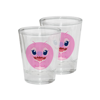 Lilo & Stitch Angel pink, Σφηνοπότηρα γυάλινα 45ml διάφανα (2 τεμάχια)