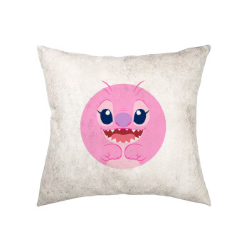 Lilo & Stitch Angel pink, Μαξιλάρι καναπέ Δερματίνη Γκρι 40x40cm με γέμισμα