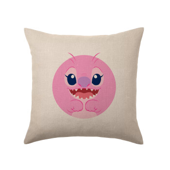 Lilo & Stitch Angel pink, Μαξιλάρι καναπέ ΛΙΝΟ 40x40cm περιέχεται το  γέμισμα