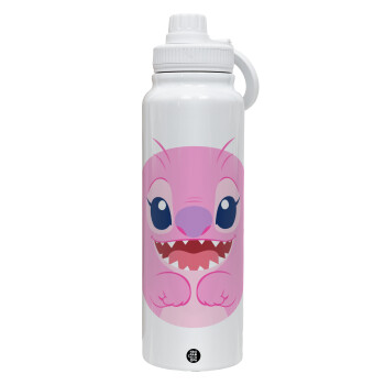 Lilo & Stitch Angel pink, 1L Stainless Steel Thermal Bottle with Phone Holder & Double Wall Insulation