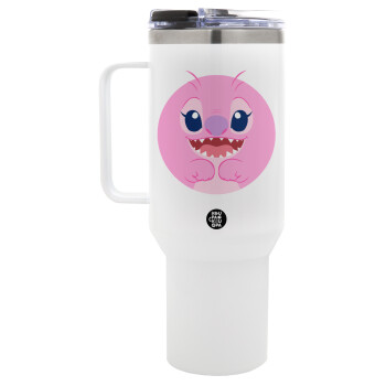 Lilo & Stitch Angel pink, Mega Stainless steel Tumbler with lid, double wall 1,2L