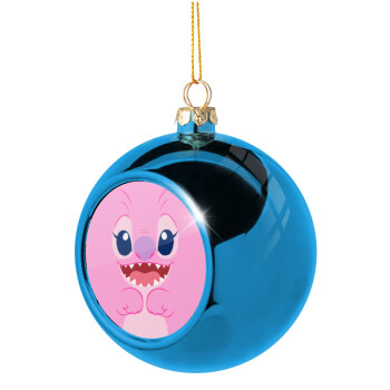 Lilo & Stitch Angel pink, Χριστουγεννιάτικη μπάλα δένδρου Μπλε 8cm