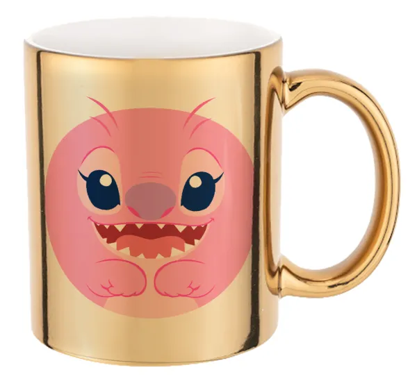 Lilo & Stitch Angel pink — Mug ceramic, gold mirror, 330ml