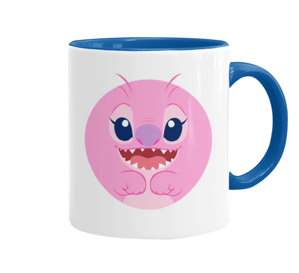Lilo & Stitch Angel pink — Κούπα χρωματιστή μπλε, κεραμική, 330ml