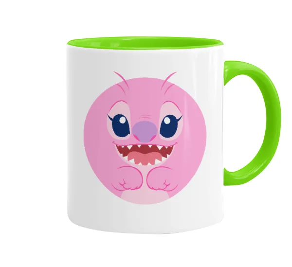 Lilo & Stitch Angel pink — Κούπα χρωματιστή βεραμάν, κεραμική, 330ml