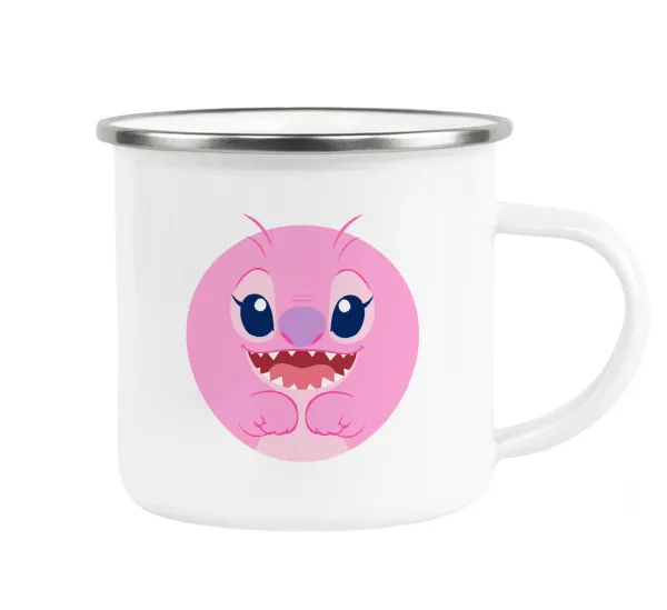 Lilo & Stitch Angel pink — Metallic enamel cup white 360ml