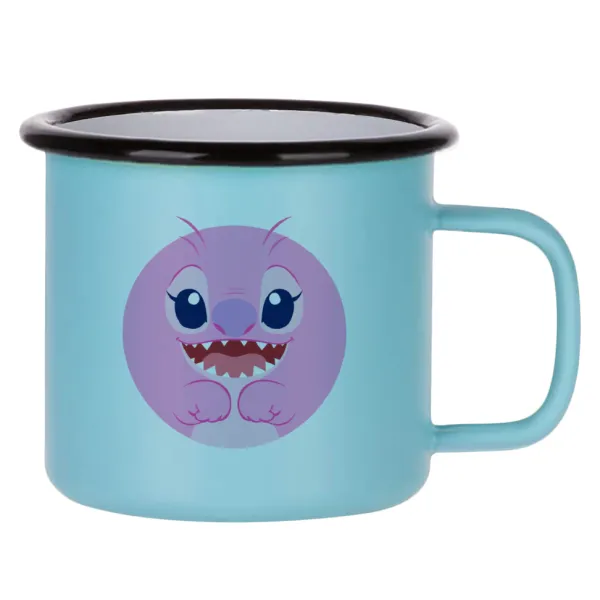 Lilo & Stitch Angel pink — Κούπα Μεταλλική εμαγιέ ΜΑΤ σιέλ 360ml
