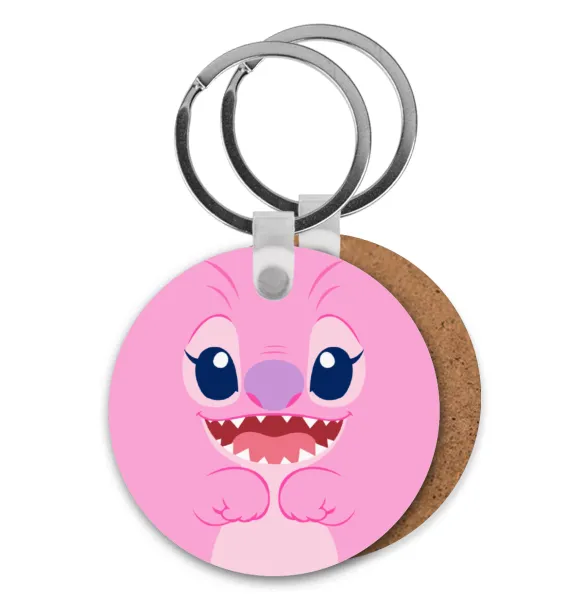Lilo & Stitch Angel pink — Ξύλινο στρογγυλό