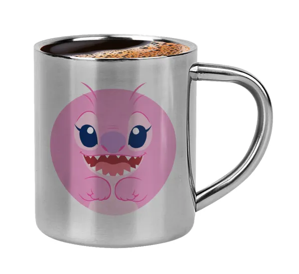 Lilo & Stitch Angel pink — Double-wall metal cup for espresso (220ml)