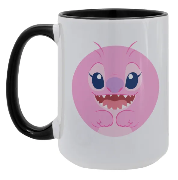 Lilo & Stitch Angel pink — Mega 15oz Μαύρη