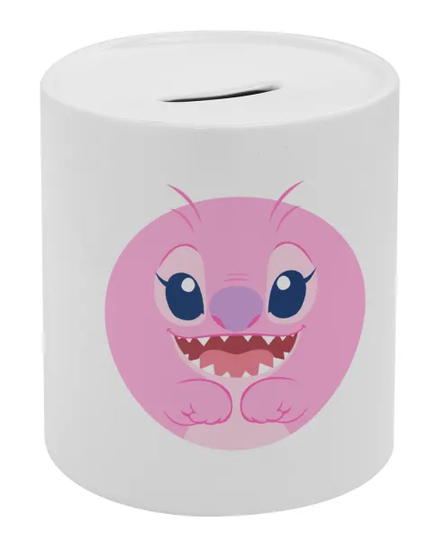 Lilo & Stitch Angel pink — Κουμπαράς πορσελάνης με τάπα