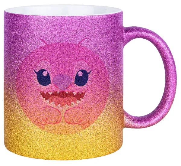 Lilo & Stitch Angel pink — Gold/pink glitter mug, ceramic, 330ml