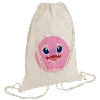 Lilo & Stitch Angel pink, Τσάντα πλάτης πουγκί GYMBAG natural (28x40cm)