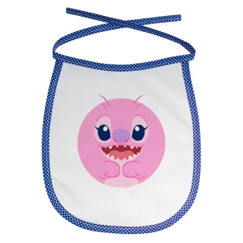 Lilo & Stitch Angel pink, Σαλιάρα μωρού αλέκιαστη με κορδόνι Μπλε