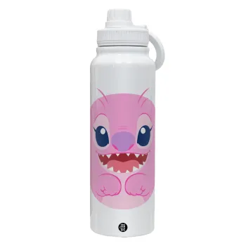Lilo & Stitch Angel pink, Θερμός 1L Ανοξείδωτο με Βάση Κινητού & Διπλά Τοιχώματα