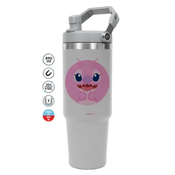 Lilo & Stitch Angel pink, ΓΚΡΙ χρώματος Θερμός Ανοξείδωτο 890ml (30oz) με χερούλι