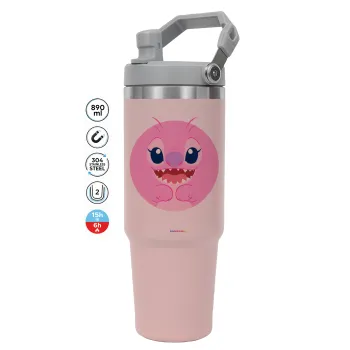 Lilo & Stitch Angel pink, ΡΟΖ χρώματος Θερμός Ανοξείδωτο 890ml (30oz) με χερούλι