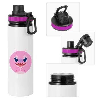 Lilo & Stitch Angel pink, Metallic water bottle with safety lid, 850ml aluminum